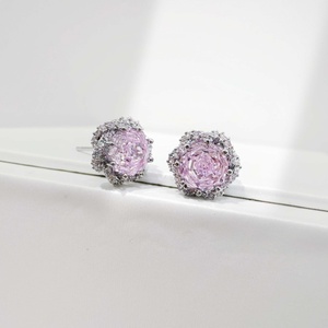 wholesale plata 925 sterling silver Geometric rose cut earring Classic Everyday Wear Rhinestone gold plated zirconia earrings - Product Image 4
