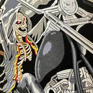 Patchs brodés Punk Biker Skull Big Rider à coudre ou thermocollants pour vêtements, applique de haute qualité, grand patch dorsal - Product Image 2