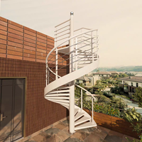 Escalier en colimaçon extérieur personnalisé antidérapant en acier inoxydable antirouille avec colonne centrale
