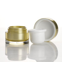 Pot en acrylique rond de 5g/10g couleur or, format mini, pour crème visage et crème contour des yeux, conteneur de voyage en plastique pour soins de la peau et baume à lèvres, avec couvercles à vis.