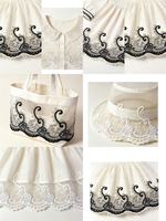 LEIXUSI 22cm Dentelle en maille de fibre de lait, filet brodé bicolore avec fil doré et motif diamant pour ourlet de jupe, accessoires de couture DIY pour vêtements