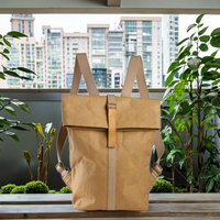 Mochila Baoren Personalizada de Papel Kraft Reciclado Ecológico, Biodegradable, Lavable, con Cierre de Cremallera para Adolescentes, con su Logotipo, de Poliéster