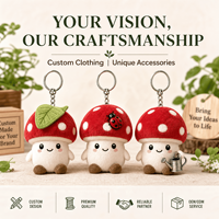 Fabricant en gros de porte-clés en peluche personnalisés OEM ODM en forme de champignon rouge et blanc, pendentifs de sac en peluche moelleux, cadeaux mascotte
