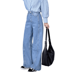 En Stock 2025 Venta caliente tela de alta calidad de pierna ancha y pantalones vaqueros holgados para niñas Jeans para mujeres - Product Image 2