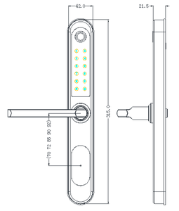 Serrure de porte intelligente numérique pour la maison, avec empreinte digitale, porte en aluminium, serrures de porte en métal, serrure intelligente verticale, reconnaissance faciale - Product Image 2