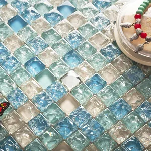 KASARO Blue Color Iridescent Glass Mosaic Pool Tiles For Swimming Pool Patterns Decoration