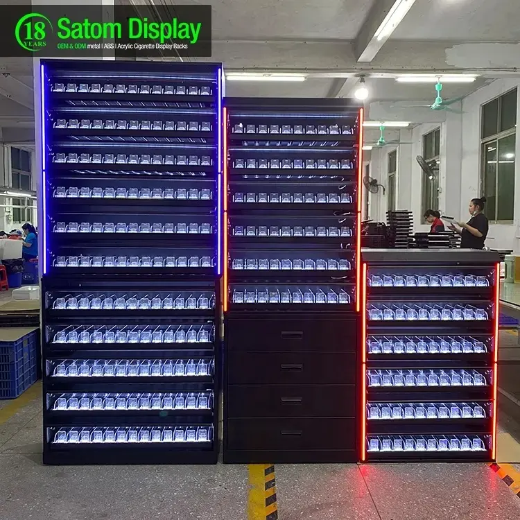 MOQ 5pcs Supermarket Gas Station Mall Shop Free Combination of Pushers Posm Cigarette Display Rack For Sale Tobacco Display Rack