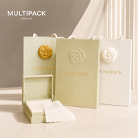 Ensemble d'emballage cadeau pour bijoux avec logo personnalisé, sac de shopping en papier de qualité supérieure, boîte cadeau et chiffon de nettoyage doux