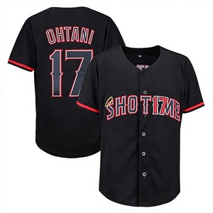 Camiseta de Béisbol Negra Unisex de Manga Corta con Estampado Ohtani 17 Shot17me, Transpirable, de Poliéster, con Botones al Frente, Uniforme para Adultos con Nombre - Product Image 1