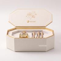 Emballage de parfum octogonal personnalisé réutilisable, papier texturé fait main, estampage doré, boîte cadeau magnétique pour influenceurs avec insert en EVA