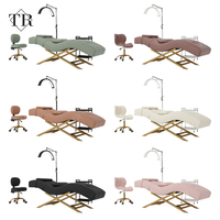 Turri Moderne De Luxe Spa Lit Canapé Table D'extension Courbé Velours Salon De Beauté Faux Cils Doublure En Métal Matériel