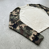 T-shirt personnalisé streetwear vintage en maille gaufrée thermique, pull camouflage à manches longues, coupe oversize, effet délavé à l'acide