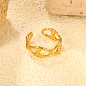 Anillo Ajustable Abierto Impermeable de Moda para Mujer, Chapado en Oro de 18K, Joyería de Acero Inoxidable, Anillos Personalizados Impermeables para Bodas - Product Image 5