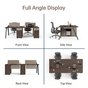 Poste de travail de bureau ouvert Twilight Series pour 2 personnes, en bois et métal, éco-responsable, avec écran de séparation pour l'intimité - Product Image 5