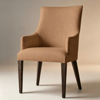 Chaise de salle à manger en bois confortable, dossier haut, siège rembourré, pieds coniques, fauteuil en tissu pour les cafés des écoles/campus