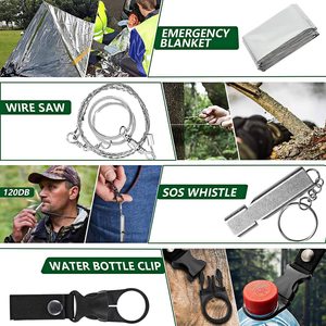 Ngoài trời khẩn cấp Survival kit với Viện trợ đầu tiên, cắm trại Gear & đa-công cụ cho đi bộ đường dài, du lịch, Thiên Tai preparedness - Product Image 5