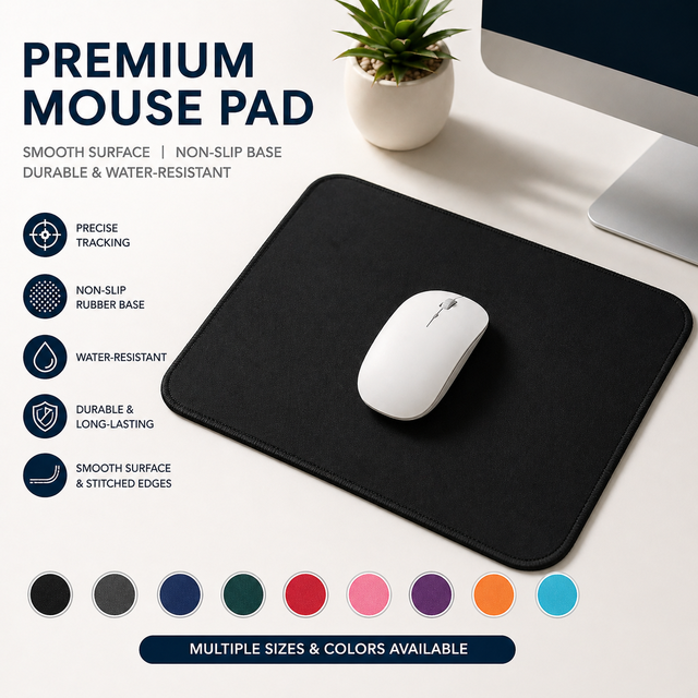 Custom Logo Rubber Mouse Pad Non-Slip Gaming Mouse Mat with Stitched Edge for Office & Home Wholesale