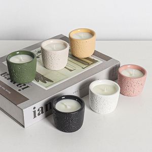 Taza de vela de aromaterapia de cemento creativa, tarro de vela minimalista, vela de decoración interior para el hogar, contenedor de taza vacía - Product Image 1