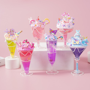 Kit d'activités manuelles DIY pour enfants : Pâte à modeler cristalline pour jeux alimentaires, thème Parcours des desserts en forme de coupes de crème glacée, boîte colorée - Product Image 3