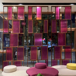 Homedeco Art Deco Indoor <strong>Room</strong> <strong>Divider</strong> Home LED Glass Metal Screen Privacy Folding Wooden Glass Screen <strong>Room</strong> - Product Image 2