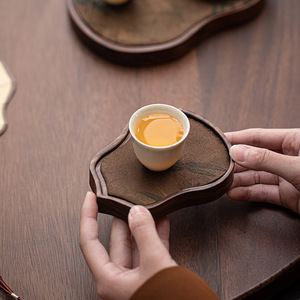 Walnut Wood Gourd <b>Tea</b> <b>Tray</b> Irregular Shape Durable Solid Wood Teapot Holder For Home Kung Fu <b>Tea</b> - Product Image 4