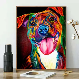 Orfon Colorful animal dog picture frame paint by numbers wall canvas painting for living room decoration