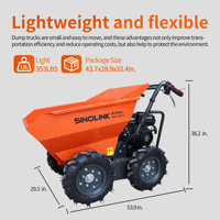 Mini-dumper de jardin à quatre roues motrices, auto-alimenté, moteur à essence 6,5 CV, capacité 300 kg - 500 kg, à vendre