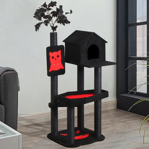 Gato de estilo gótico, torre de escalada de árbol de gato con temática de Halloween con decoración de murciélago, superficies de rascado de sisal, cama <span class=keywords><strong>cueva</strong></span> integrada - Product Image 3