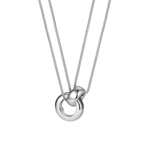 Kalung Liontin Cincin Ganda Perak Sterling 925 Desain Minimalis Berlapis Ganda untuk Pria dan Wanita, Grosir Perhiasan Niche - Product Image 1