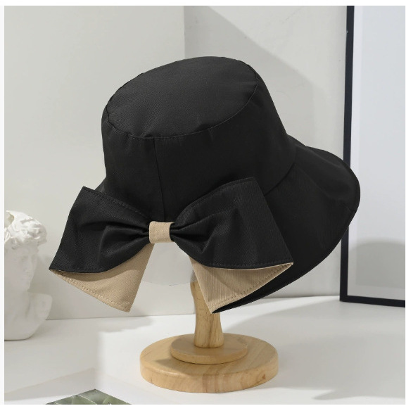 Bow-tie bucket hat - black