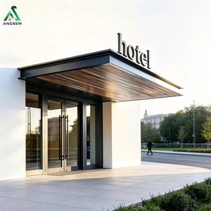 Tettoia in Lega di Alluminio Personalizzata ANCSEM <span class=keywords><strong>per</strong></span> Porte Commerciali e Residenziali, Impermeabile, Parasole Moderno con LED Integrato a Parete - Product Image 1