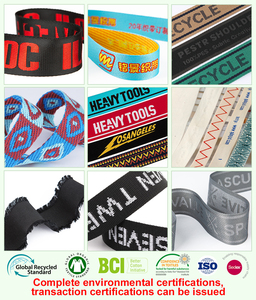 Bền Tái Chế Polyester Jacquard Webbing Dệt Vải Thêu Liên Màu Băng Giày Quần Áo Thắt Lưng Túi Biểu Tượng Tùy Chỉnh - Product Image 4