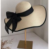 Sombrero de Paja para Mujer, Éxito de Ventas Transfronterizo, Protección Solar de Verano con Ala Extra Grande, Sombrero de Paja para Vacaciones en la Playa