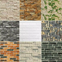Papier Peint Photo en Rouleau Brique 3D Autocollant Gros Motif Intérieur Porte Mural Gris