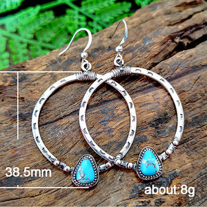 Orecchini Pendenti Rotondi Vintage per Donne, Aspetto Turchese, Orecchini Pendenti Statement, Gioielli di Moda per Uso Quotidiano e Feste - Product Image 5