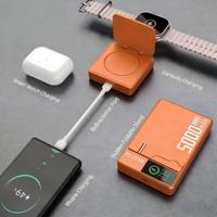 Banque d'alimentation magnétique sans fil trois-en-un en alliage d'aluminium, alimentation pratique de 5000 mAh