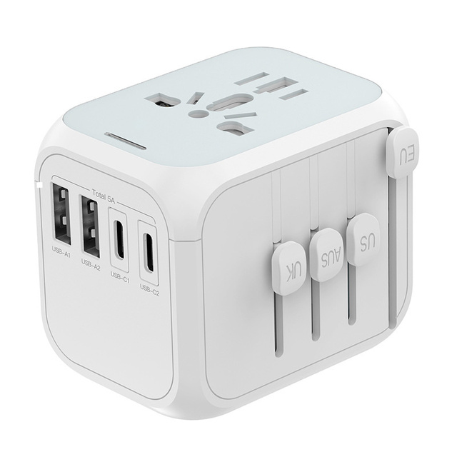 Multifunction Dual C Port Dual a Port 5A Universal Adapter Plug Travel Charger for Charging on the Go