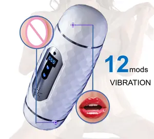 Desain baru 12 mods getaran pemanasan cerdas otomatis mengisap pemanas pria mesin masturbasi vibrator masturbasi