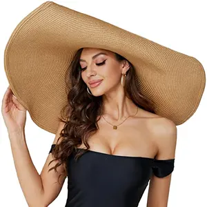 Chapeaux de paille à Logo personnalisé pour femmes, vente en gros, Cowboy américain, marque naturelle, chapeau de plage d'été