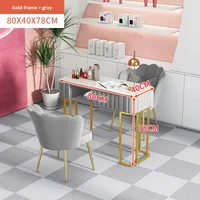 Ensemble table et chaise de manucure moderne de luxe léger et écologique avec plateau en marbre pour centre commercial/salon, usage individuel/double, pour salon de manucure