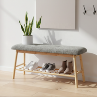 Banc d'entrée pour couloir, organisateur de rangement domestique, étagère à chaussures en bambou