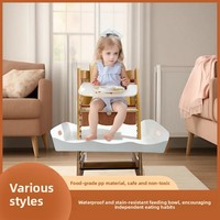 Chaise d'éveil pour bébé avec bavoir, plateau d'alimentation, tapis antidérapant et protection de sécurité en plastique écologique