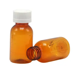 250Ml 8Oz Farmaceutisch Medisch Gebruik Semi-Transparante Amberkleurige Ovale Plastic Fles Voor Huisdieren Met Crc-Dop Voor Gebruik In Orale Vloeistof