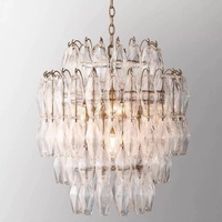 Lustre LED Doré Américain, Créatif, Postmoderne, Luxe, en Verre, pour Restaurant, Chambre, Salle d'exposition, Salon de beauté
