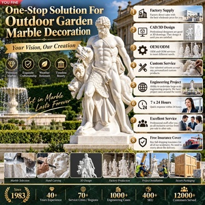 YOUFINE Statue d'Hercule en <span class=keywords><strong>marbre</strong></span> blanc sculpté à la main capturant Cerbère, sculpture classique du dieu <span class=keywords><strong>grec</strong></span> pour la décoration de villa et de jardin - Product Image 6