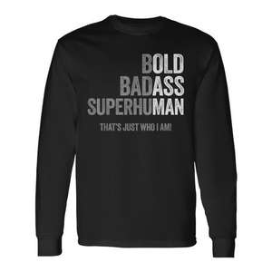 T-shirt à manches longues pour homme, col rond, taille adulte, imprimé sérigraphié, motif audacieux et super-humain, idéal pour les réunions de famille ou comme cadeau de fête - Product Image 1