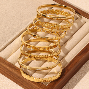 Bracelets en acier inoxydable pour femmes, plaqués or 18 carats, avec zircone cubique, design tendance, dernier cri, sans ternissement, pour cadeaux - Product Image 3