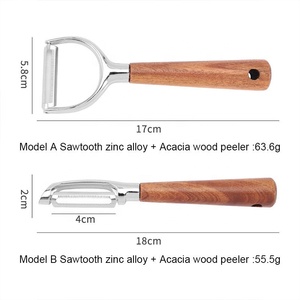 Nuevo <span class=keywords><strong>cuchillo</strong></span> pelador de madera de acacia de acero inoxidable ambidiestro ecológico con hoja de hasta 3,9 pulgadas para frutas y melones - Product Image 5