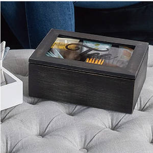 Fabriqué à la main belle boîte de coffre de rangement de thé de pin Grain de <span class=keywords><strong>bois</strong></span> <span class=keywords><strong>noir</strong></span> artisanat en <span class=keywords><strong>bois</strong></span> peint pour la décoration intérieure - Product Image 5