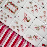 Ensemble de Mahjong de Noël en acrylique rose, 160 tuiles, jeu de Mahjong sur le thème des fêtes, cadeau